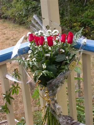 European Hand Tied Bouquet of longstem roses with asters