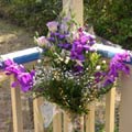 European Hand Tied Bouquet of  mountain blue mokara orchids, alstromaeria, lisianthus, ageratum